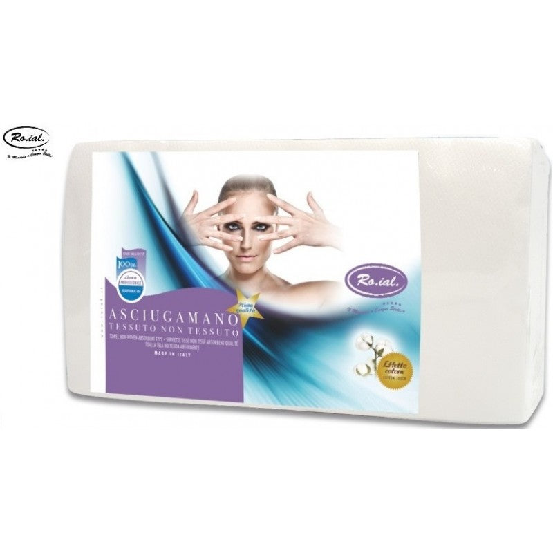RO. IAL.- Asciugamano monouso in pregiata carta a secco liscia 100pz.  40x70.Gli asciugamani monouso sono indispensabili in tutte